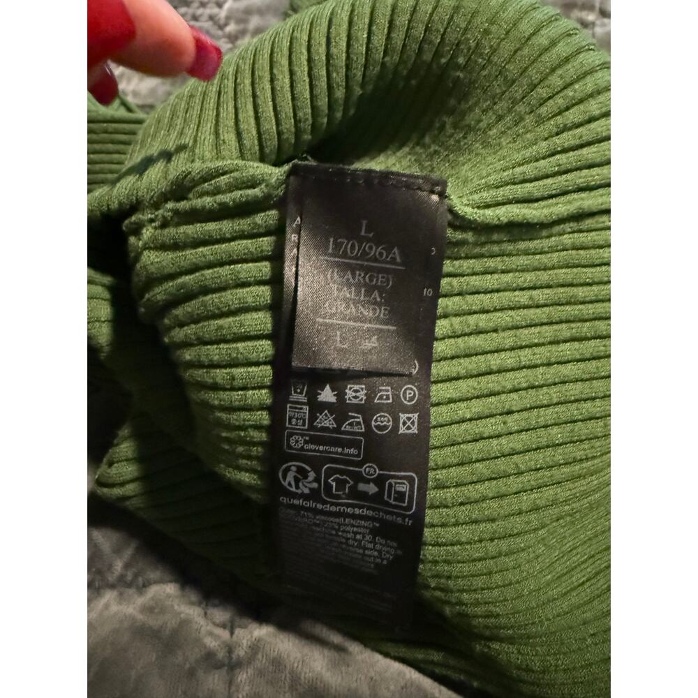 All Saints Green Hana Sweater Dress Set Women Ribbed Knit Layered L - G002 - Picture 9 of 11